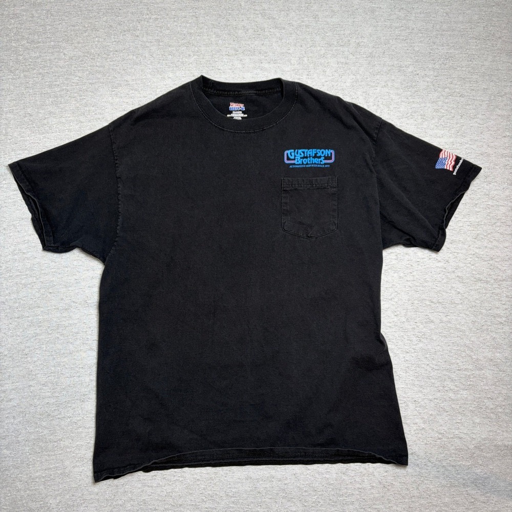 Hanes Beefy T Mens Pocket T-Shirt XL Black Graphic Tee Automotive Car Guy